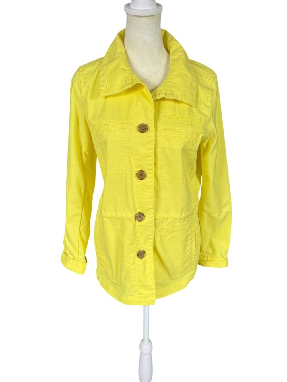 Talbots women's yellow long sleeve collared button down light jacket size XS
